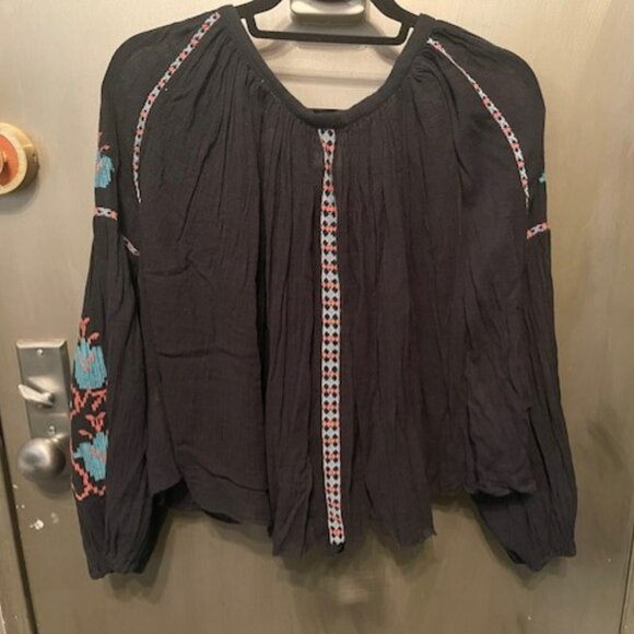 Free People Marishka Peasant Blouse in black - Picture 7 of 16